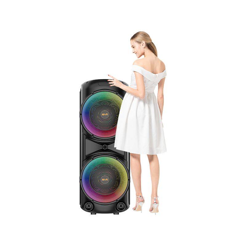 ZQS12206 super power 80W wireless 12-inch*2 active professional party speaker with colorful lights
