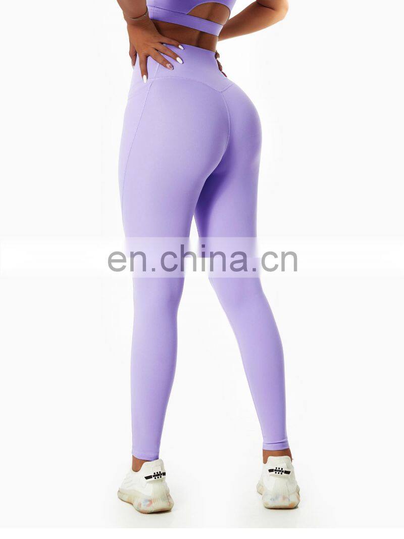 High Waist Yoga Fitness Leggings Tik Tok Butt Lifting Sports Pants With Side Pockets