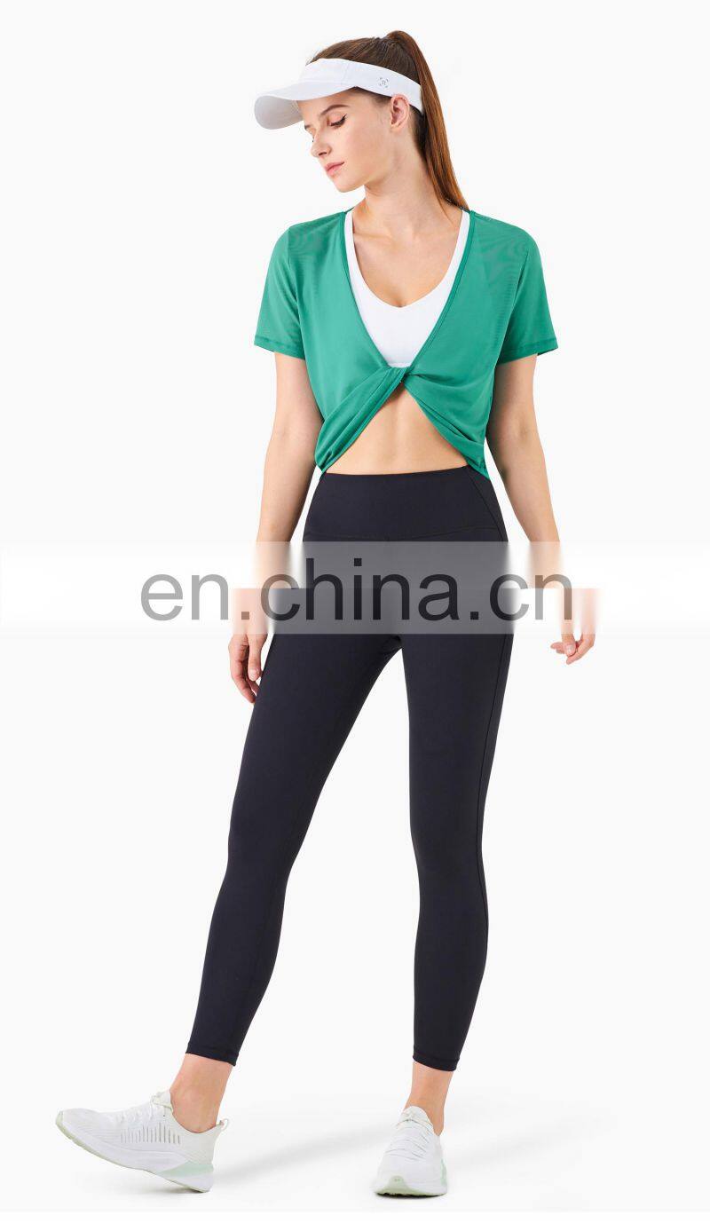 3 Pcs Recyle Women Yoga Set Beauty Back T Shirt Skin Friendly Sports Leggings Suit