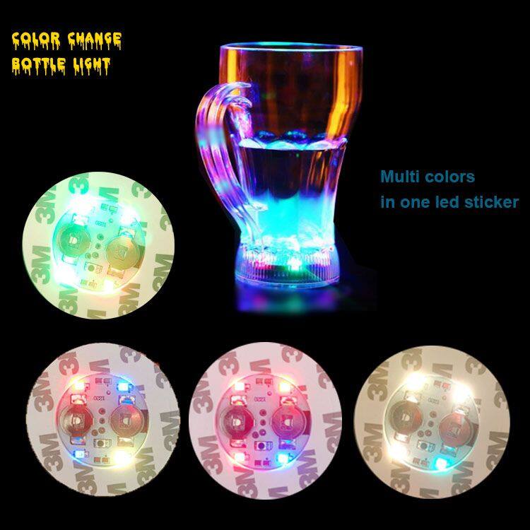 Christmas Parties Light up Custom RGB LED Light Sticker Coaster, LED Bottle Flashing Coaster