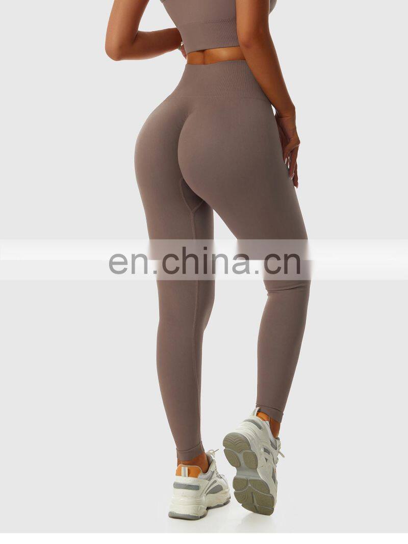 Factory Sales Seamless Scrunch Butter Yoga Leggings Gym High Waist Sports Fitness Pants