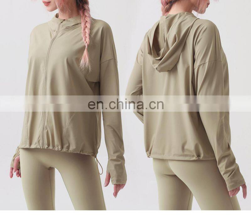 ECO Womens Sports Running Yoga Jacket Full Zip Track Turtleneck Gym Workout Top