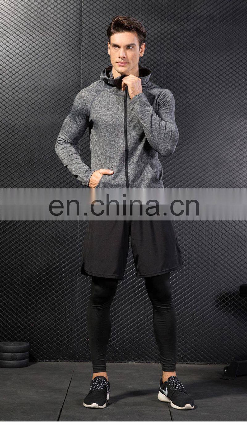 Fitness Running Training Men's Jacket Long Sleeve Zip Casual Hoodie Quick Dry Sport Jacket