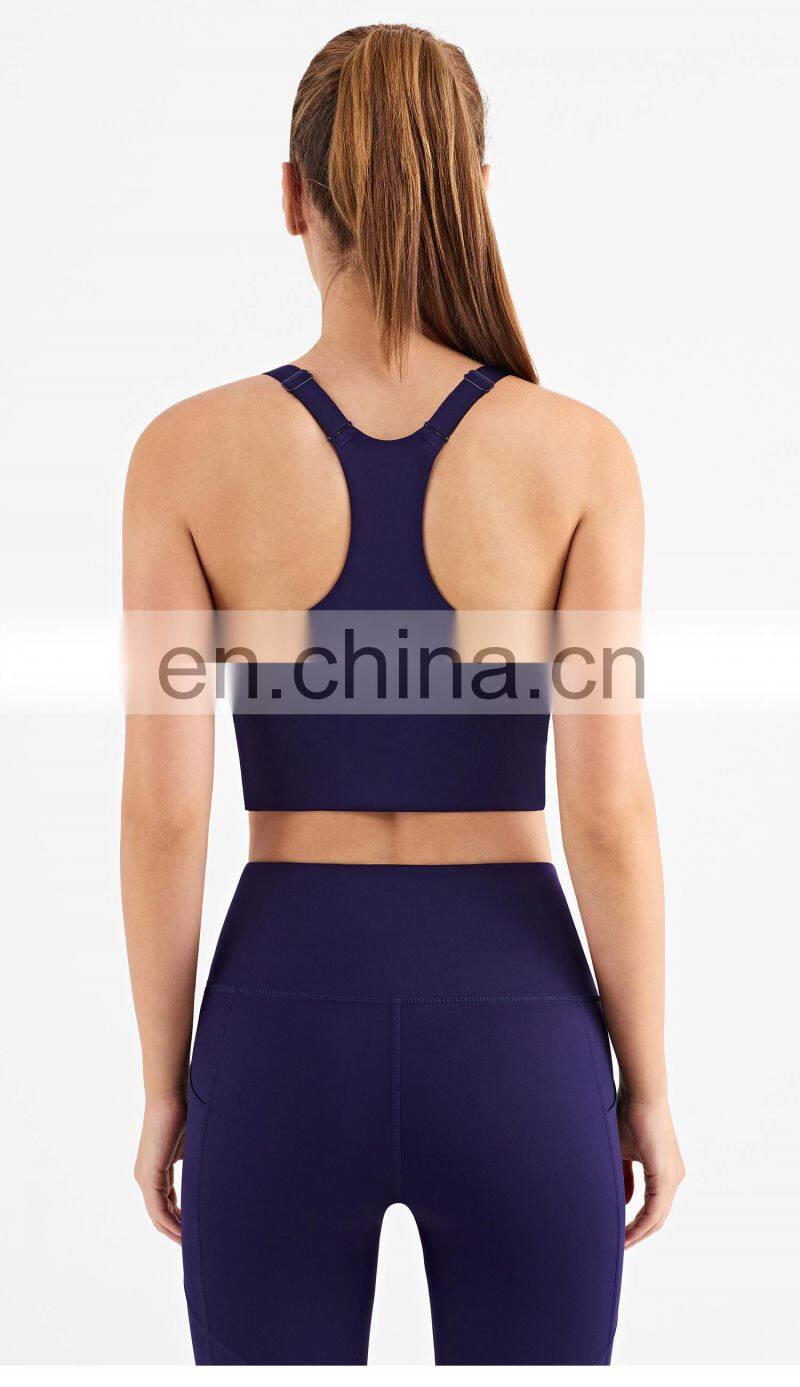 Breathable Adjustable Strap Racer Back Wholesale Fitness Gym Wear Women Sports Yoga Bra