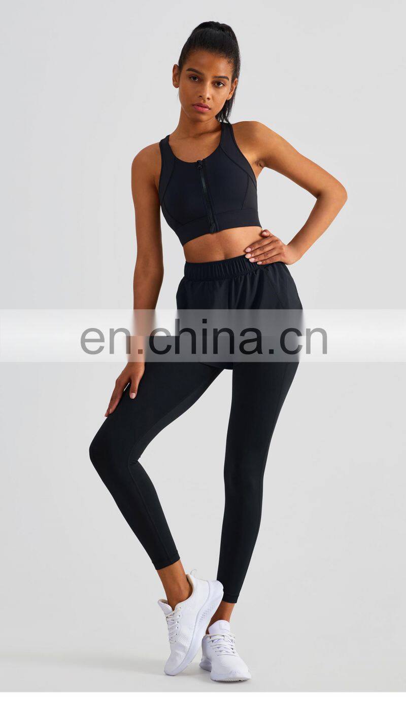 2 In 1 Piece Yoga Pockets Leggings With Quick Dry Shorts Custom Women Workout Gym Pants