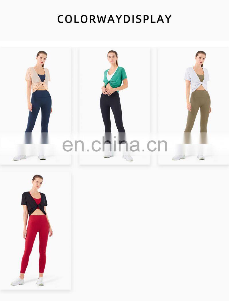 3 Pcs Recyle Women Yoga Set Beauty Back T Shirt Skin Friendly Sports Leggings Suit