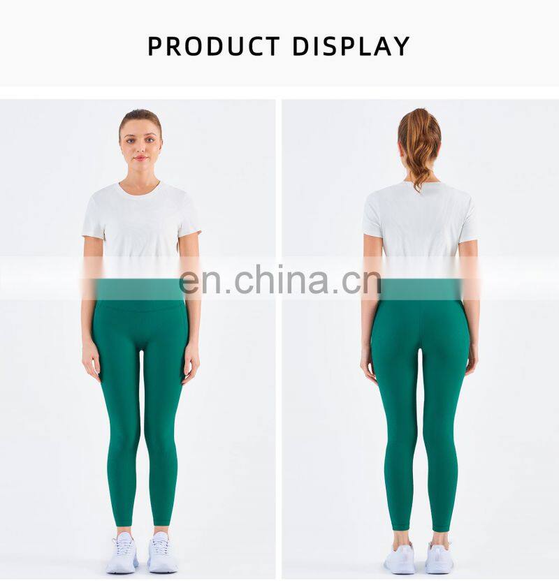Wholesale Gym Ribbed Yoga T Shirt Elastic Legging Sets Custom Fitness Wear