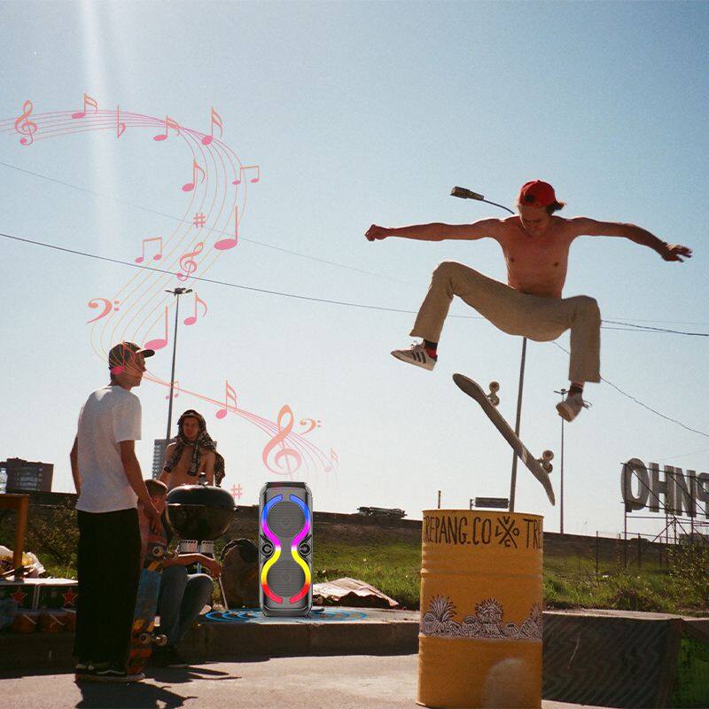 ZQS8230 OEM sell well 30W power dual 8 inch speaker wireless party speaker with colorful lights