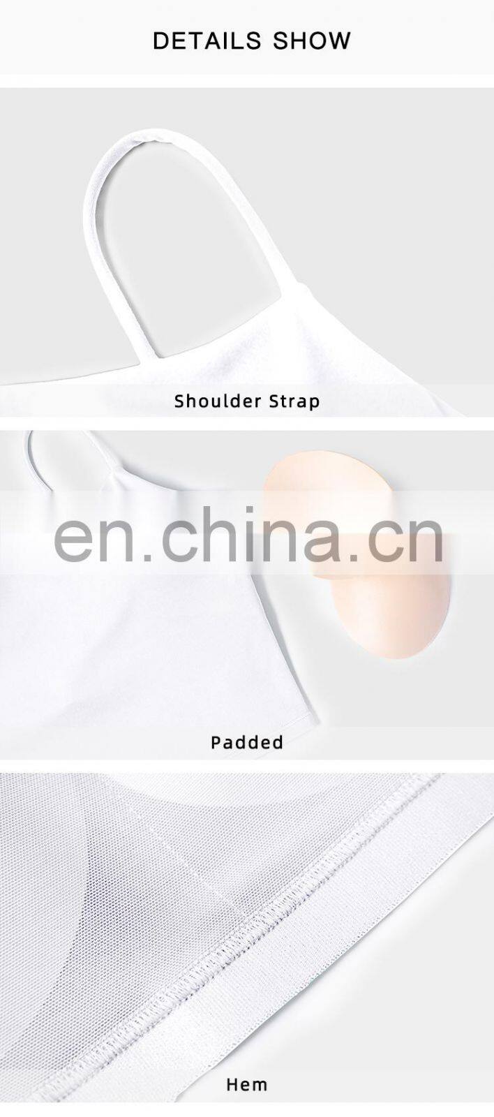 Custom 2 In 1 Design Longline Thin Straps Sports Bras Wide Hem Women Tank Tops