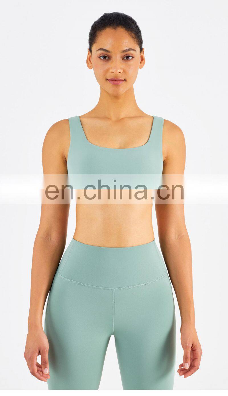 US Size High Stretch Yoga Bra Full Cover Fitness Sexy Woman Sports Bra Top Fitness Square Neck