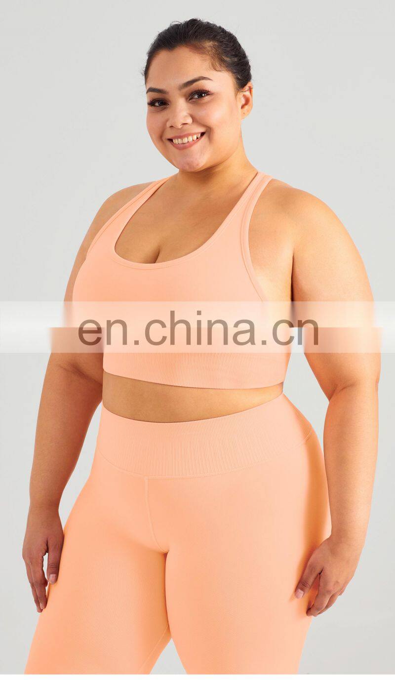 Custom Eco High Impact Seamless Sports Racer Back Gym Sexy Bra Women Plus Size Yoga Top