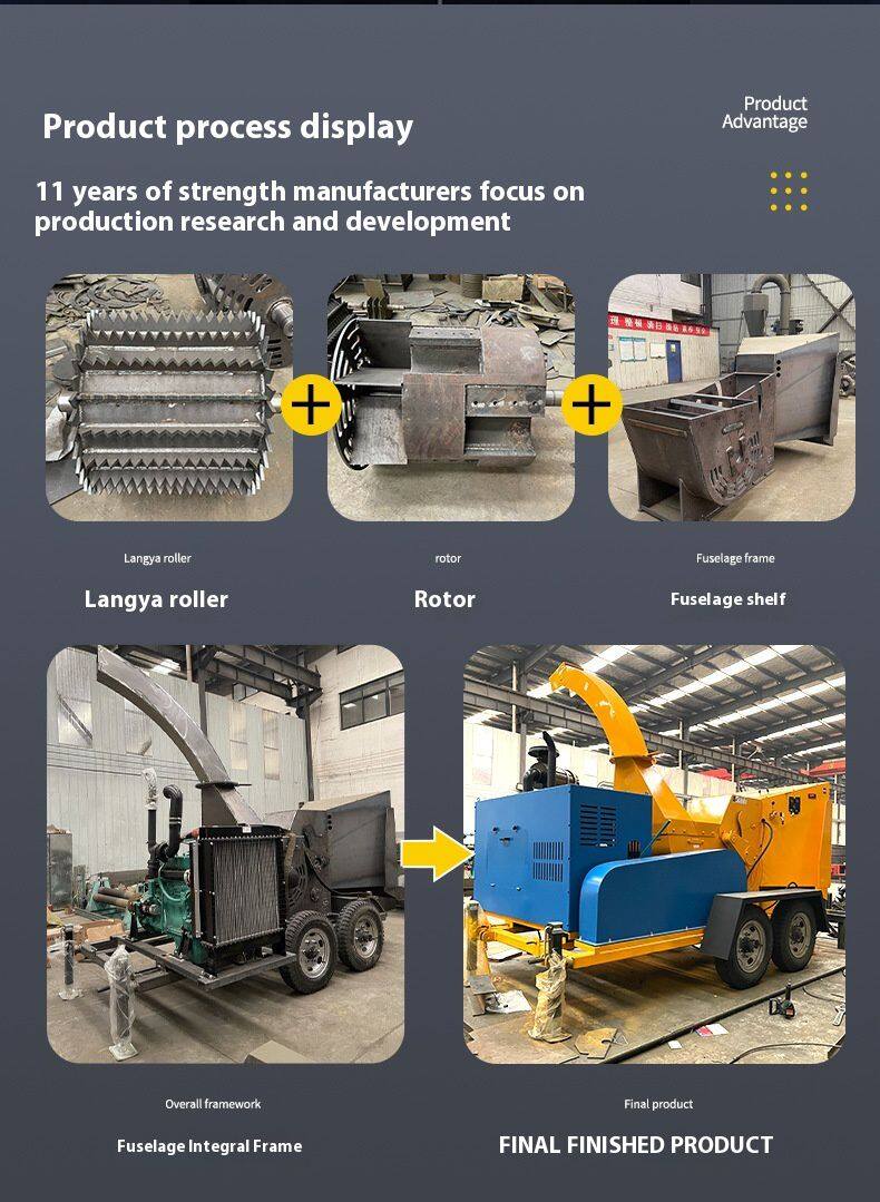 Factory Direct Large Mobile Branch Wood Chipper Garden Tree Crusher With Motor Used for Farm Construction Life-Long Maintenance