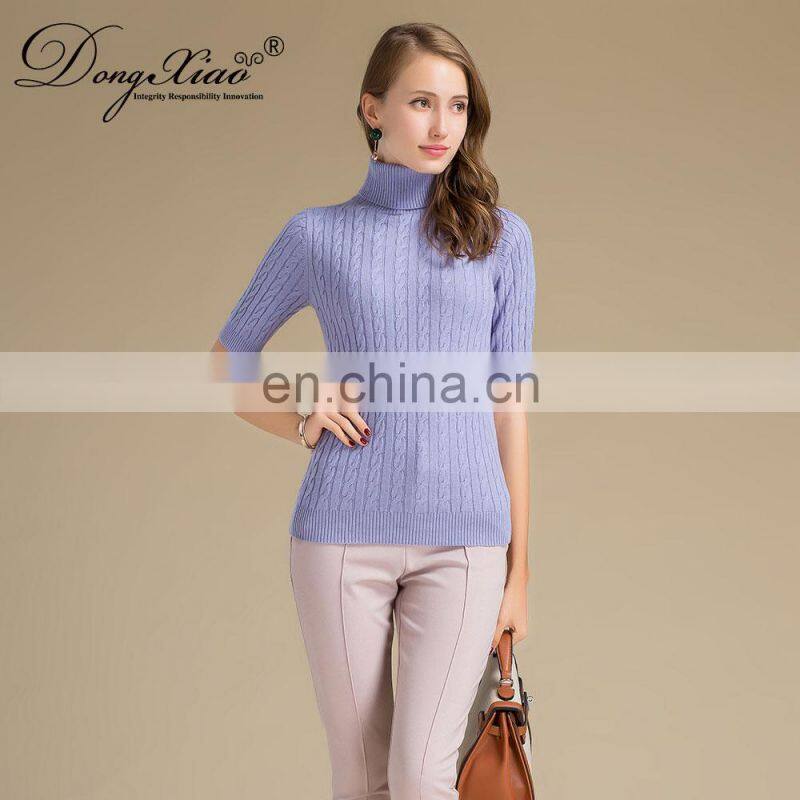 100% Cashmere Preppy Style Turtleneck Sweater Women Slim Fit Half Sleeves Solid Pattern Knitted Winter OEM Service Available
