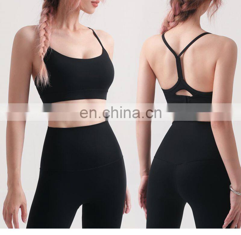 Factory Sale Nude Adjustable Sports Bra Fitness Gym Backless Women Crop Top