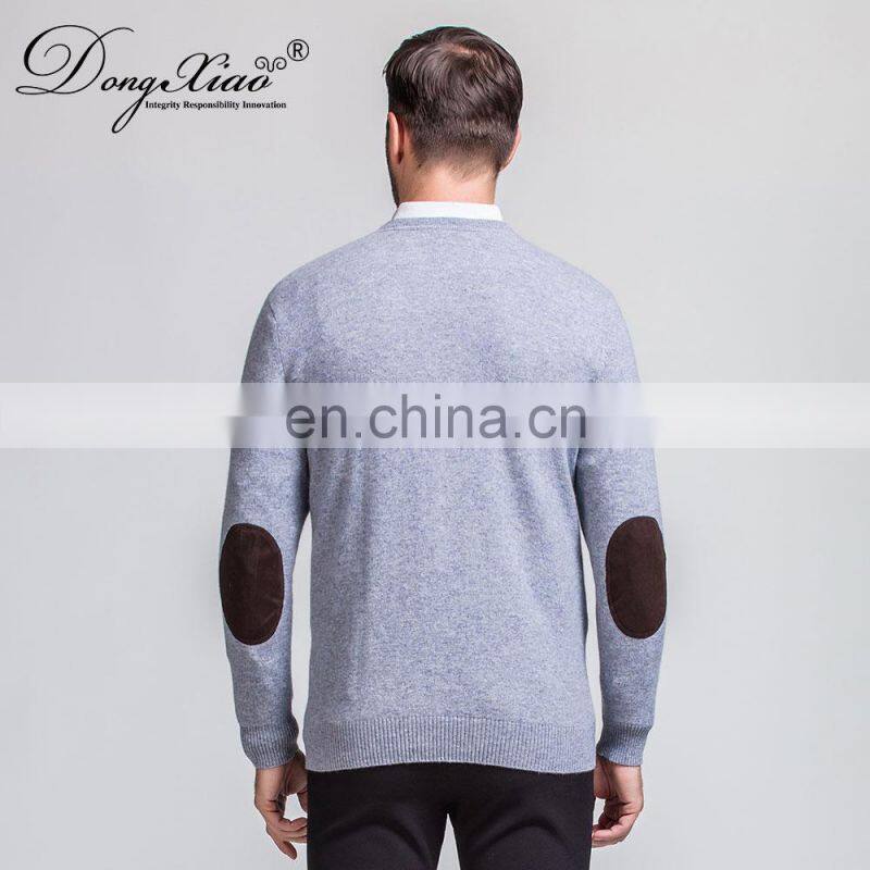 Wholesale 100% Merino Wool Men's V-Neck Pullover Sweater Custom Logo Loose Fit for Spring