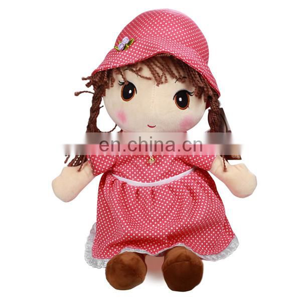 Pretty Pink Soft Plush Girl Doll Wholesale Custom Dress Up Cute