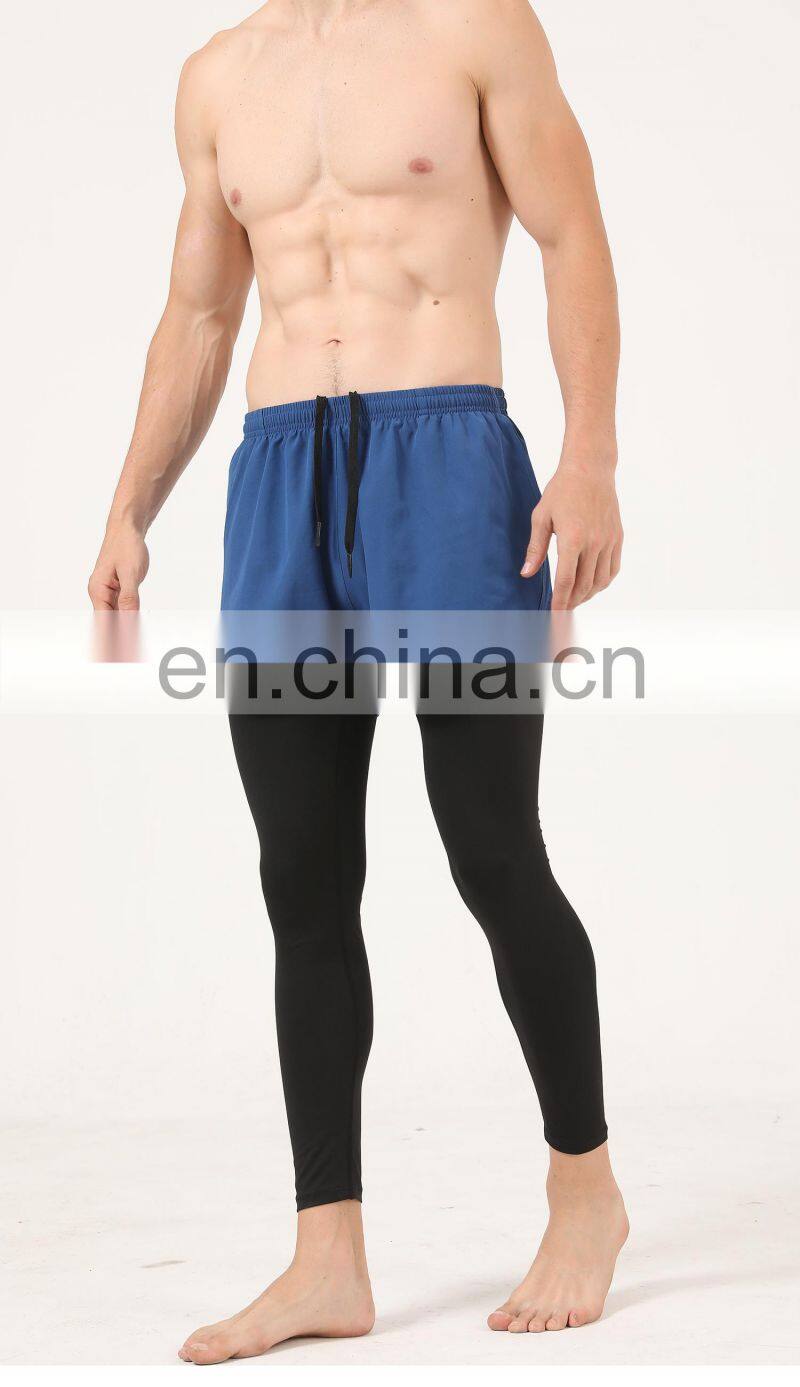 Quick-Drying Men's Leggings Casual Tights Body Two Pieces Running Fitness Sports Shorts