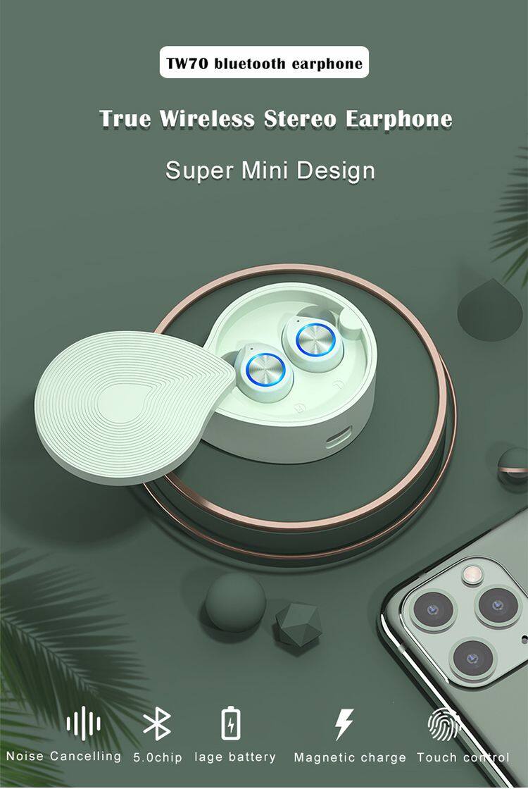 Free shipping Amazon hot TW70 Wireless headset Bluetoth earplug 5.0 Game music TWS Automatic matching Bluetoth headset