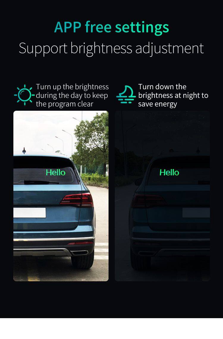 LED Pixel Soft Display Pattern Animation Mobile APP Control Flexible USB Car Screen DIY Text Wireless Lan Connection