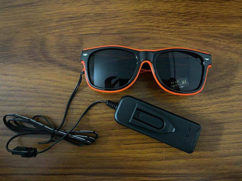 Custom LOGO Printing Ice Blue LED light up Glasses Party Decoration LED Sunglasses