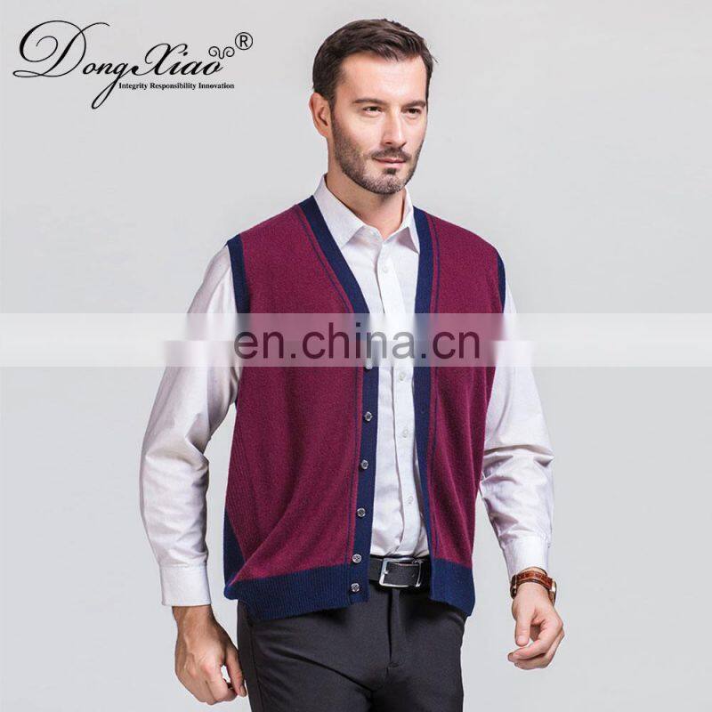 Custom Sleeveless Button Cardigan V-Neck Men's Vest Waistcoat Knitted Weaving for Spring Season