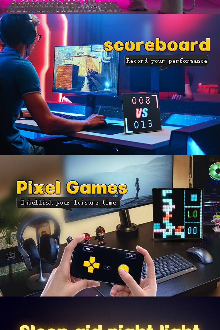 64*64 Automotive Atmosphere Pixel Screen Bluetooth Pixel Screen DIY Decorative Lights Modification Universal Car Ambient Light