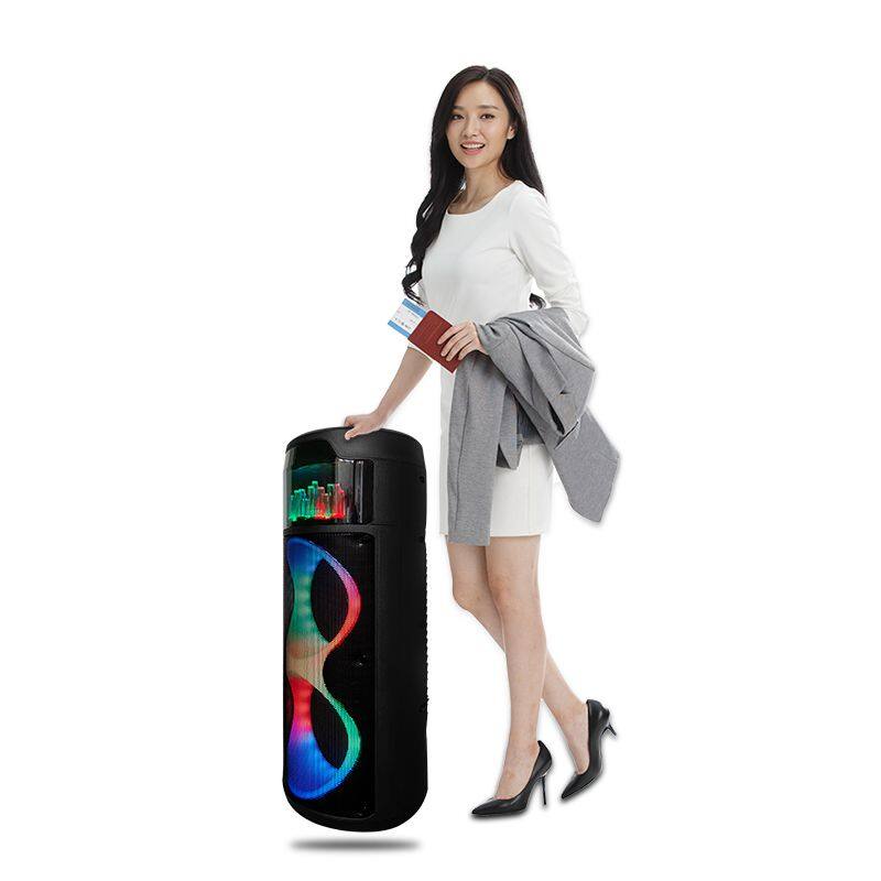 ZQS8223 wholesale 40W power dual 8 inch speaker with mic active party speaker with colorful lights