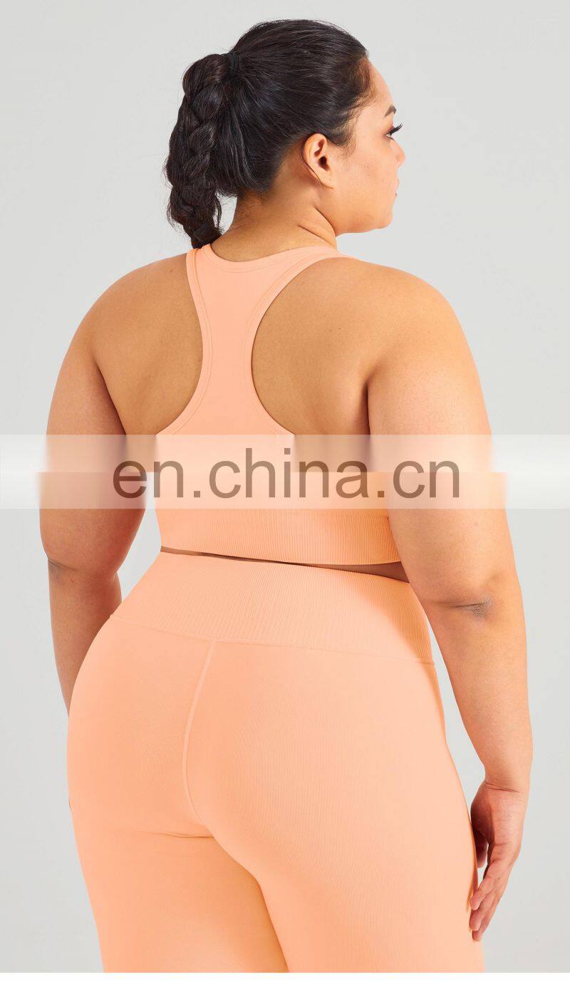 Custom Eco High Impact Seamless Sports Racer Back Gym Sexy Bra Women Plus Size Yoga Top
