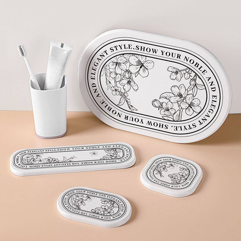 custom printing flower diatomite mat (1)