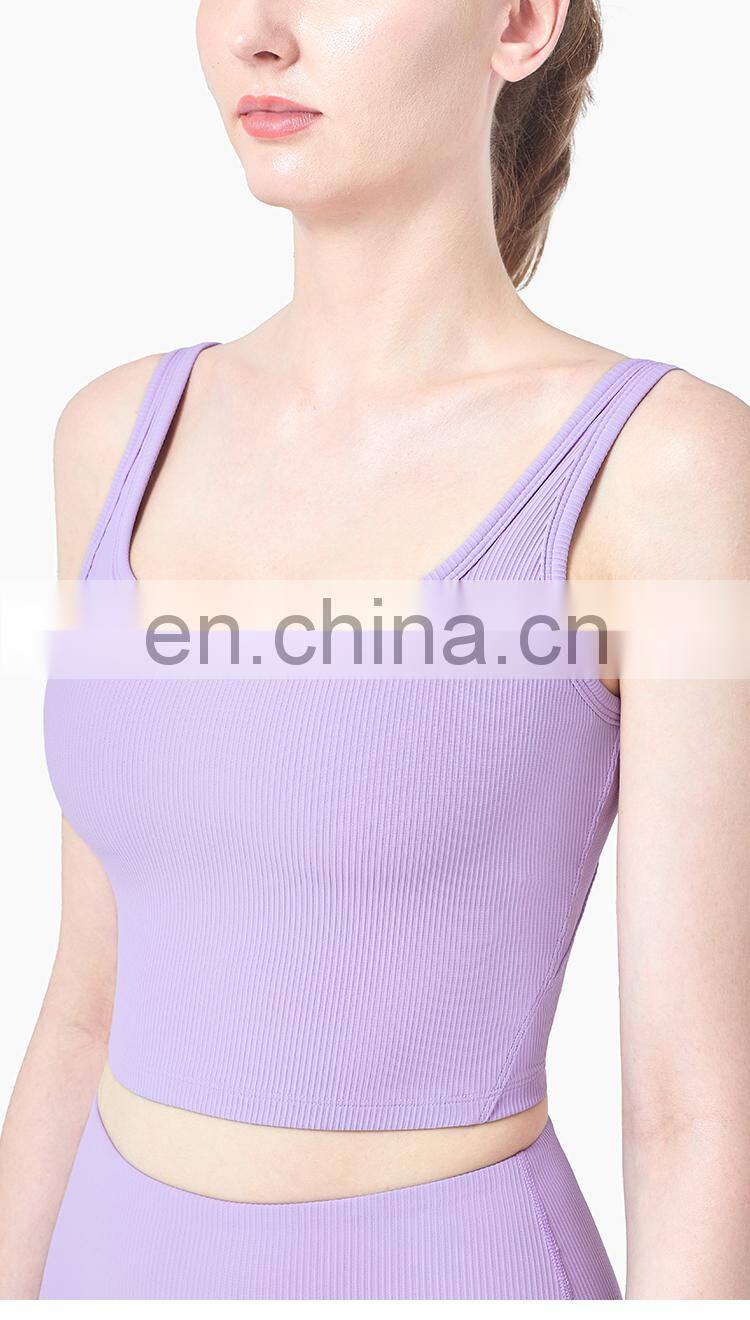 Women Athletic Underwear Sport Vest Yoga Fitness Bra Wear Active Tank Top Ribber Running Yoga Bra
