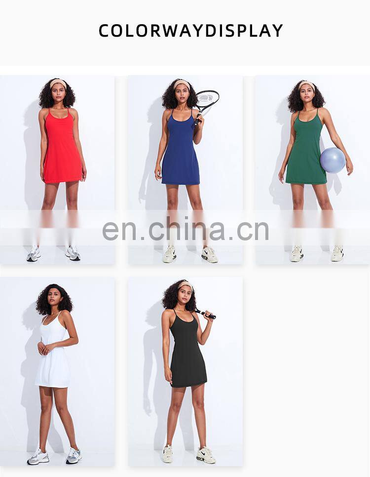Women Golf Dress Y Back 2-in-1 Shorts Side Pocket Golf Tennis Dress Golf Skirt Comfort fabric