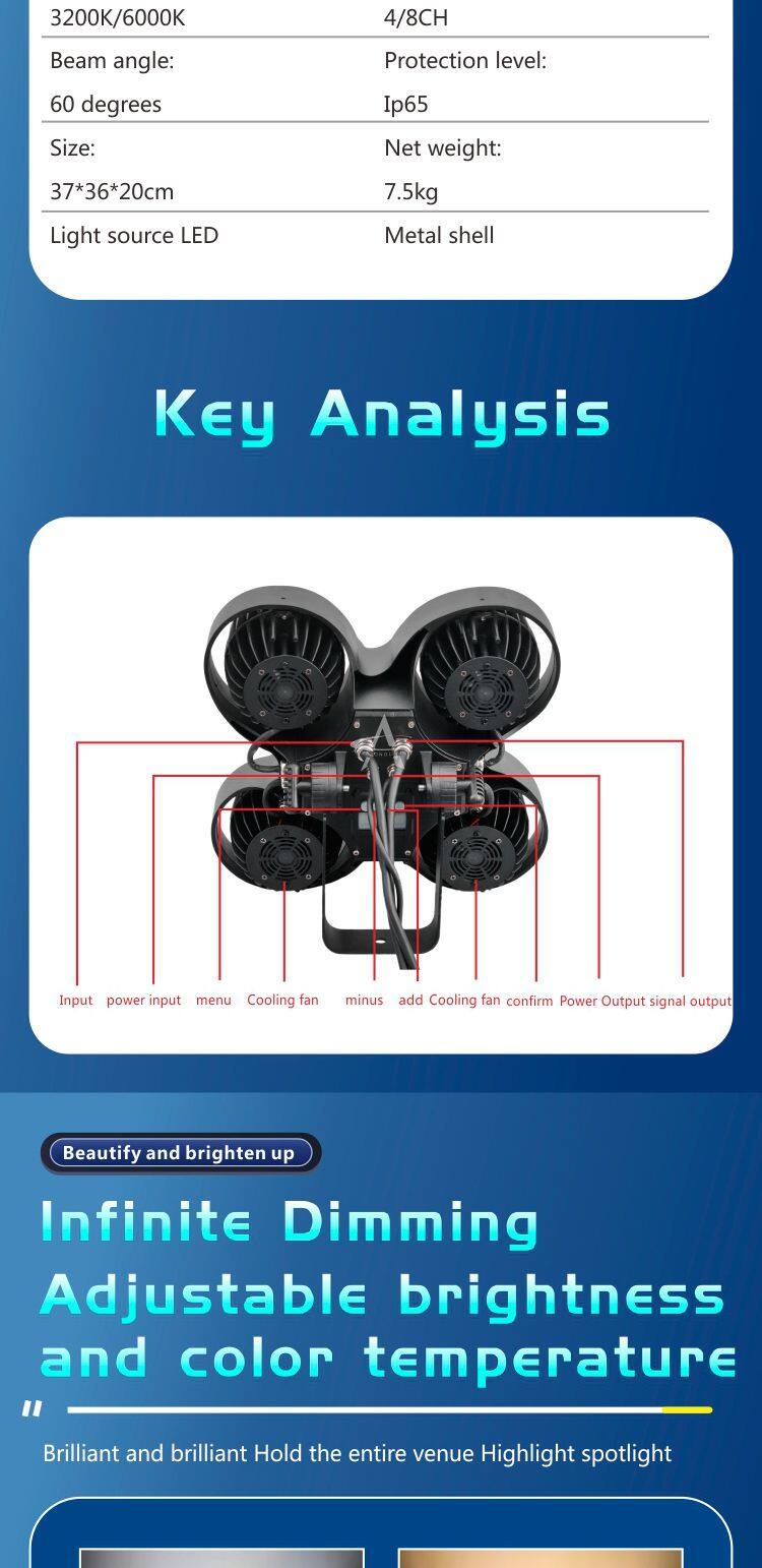BD04F Binder 4*100W IP65 Waterproof Par Light LED Beads RGBW Full-colored Optional Audience Light