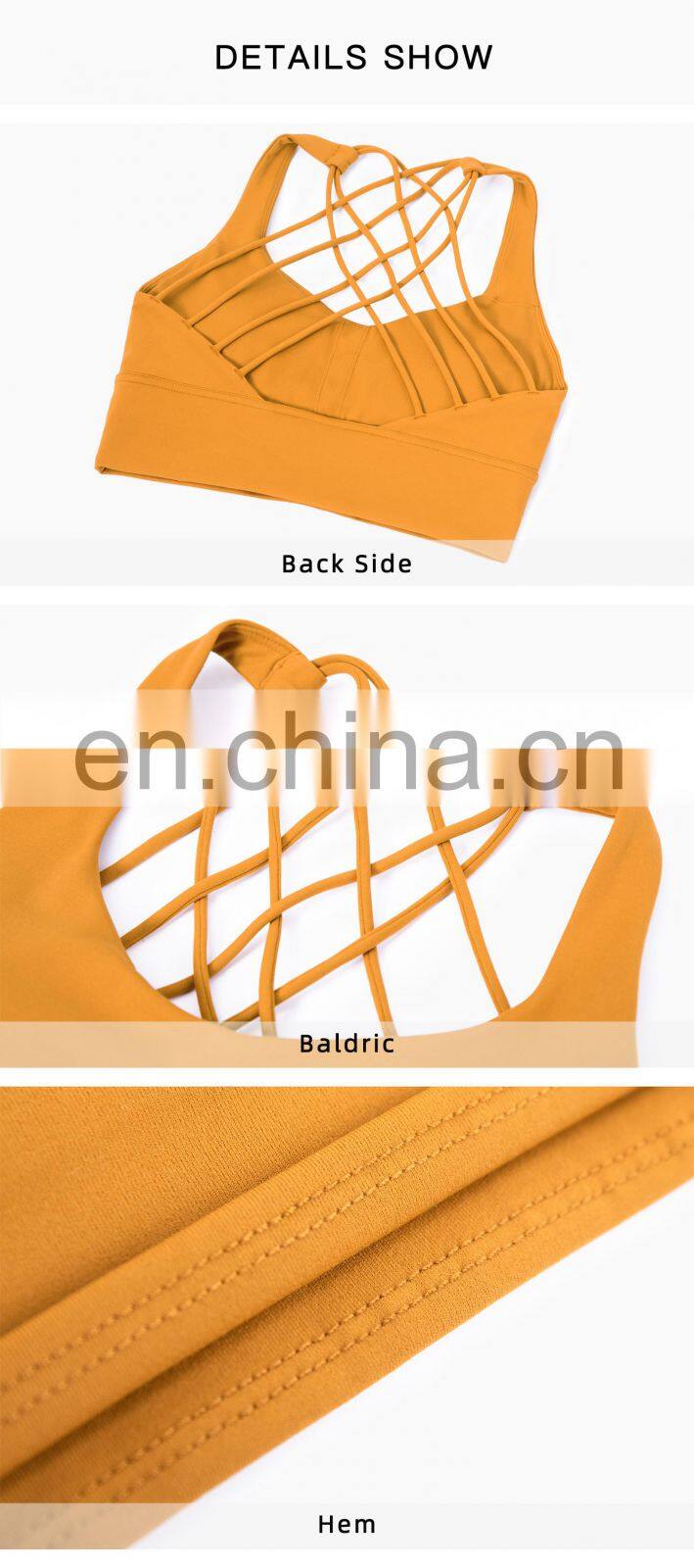 2022 High Impact Shockproof Cross Back Sports Bra Plus Size Women Gym Fitness Yoga Top