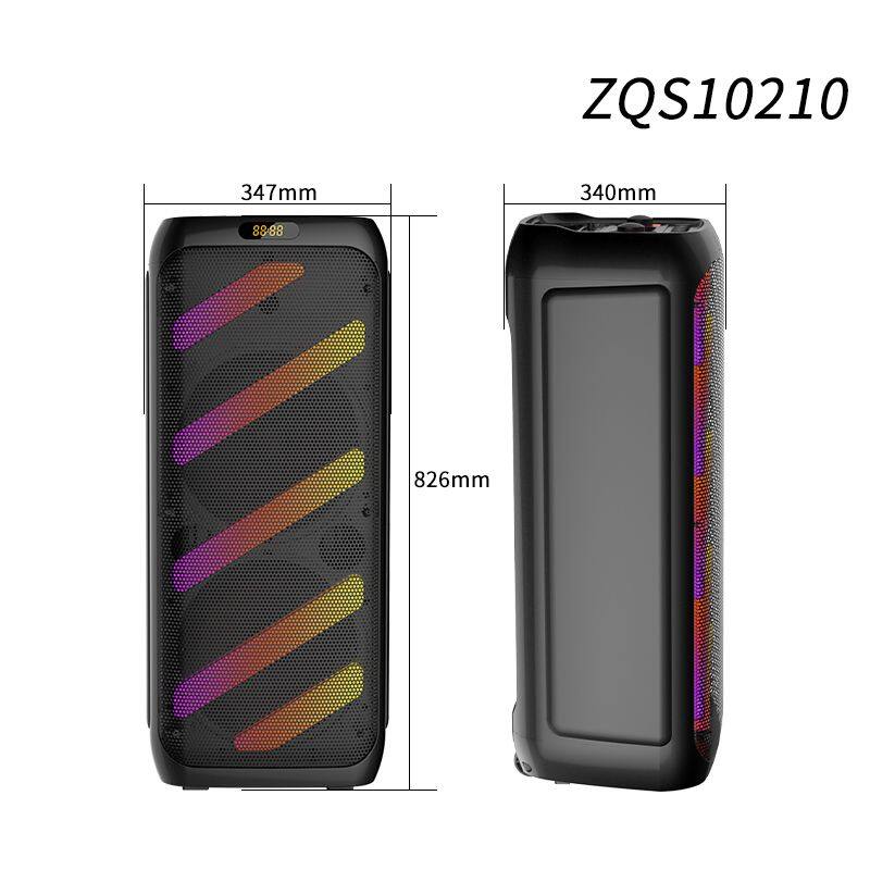 ZQS10210 super power 50W wireless 10-inch*2 active wireless party speaker with colorful lights