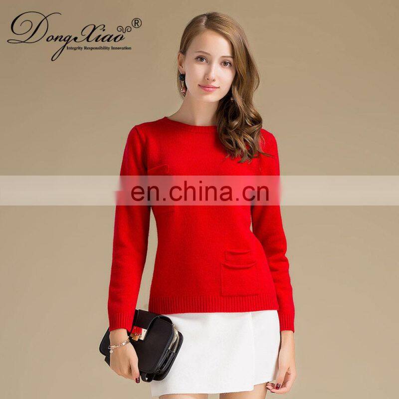 Lady's Thick Winter Crew Neck 7GG Cashmere Sweater Comfortable Women's Clothing