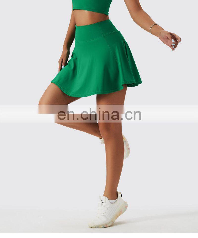 2 In 1 Piece Tennis Skirts With Side Pockets Shorts Wholesale Womens Golf Sportswear