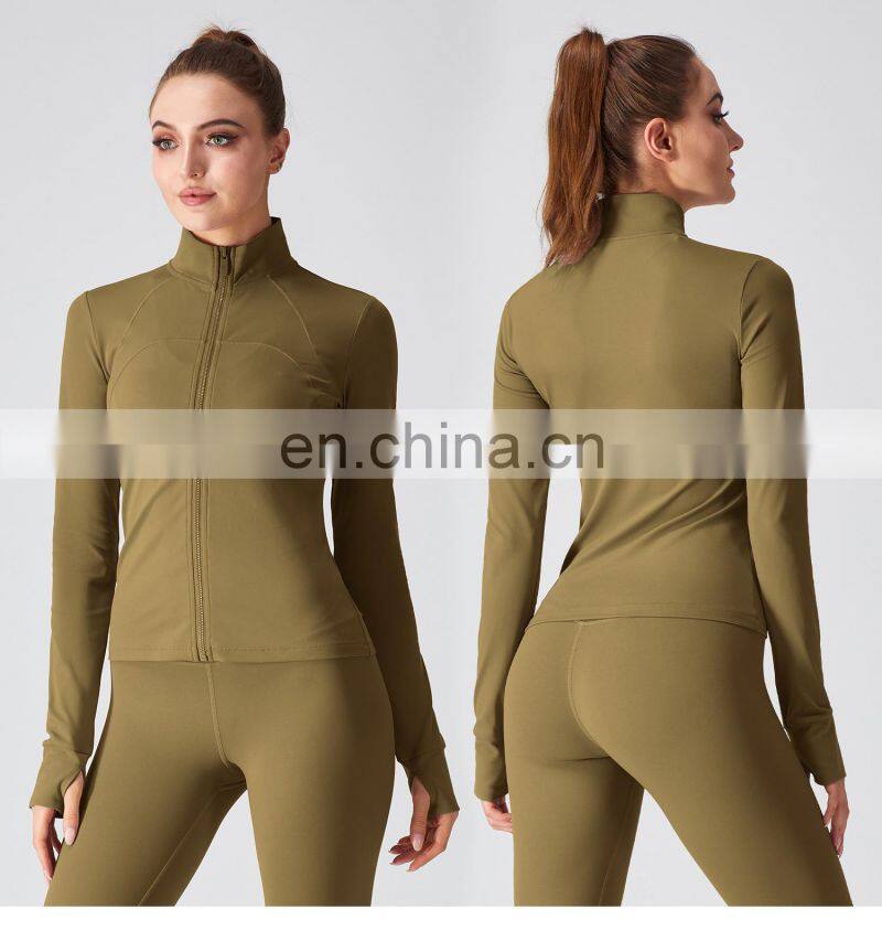 Christmas Women Thumb Holes Yoga Jackets Wholesale Gym Long Sleeve Slim Sport Wears