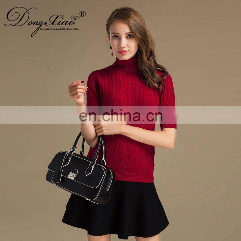 100% Cashmere Preppy Style Turtleneck Sweater Women Slim Fit Half Sleeves Solid Pattern Knitted Winter OEM Service Available
