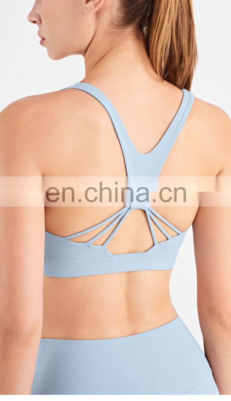 Fashion 2022 New Crossback Style Women Nude Sport Use Fitness Yoga Tops Bra