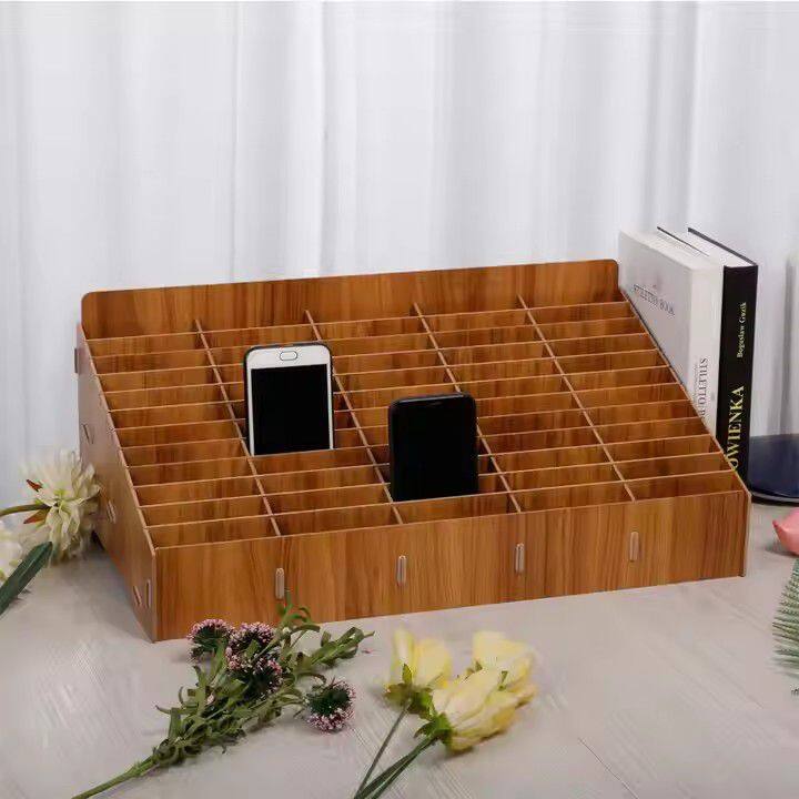 Premium Wooden Cell Phone Storage Organizer