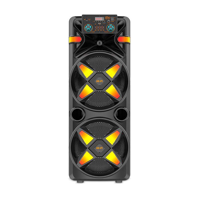 ZQS12205 super power 80W 12-inch*2 OEM cost-effective big party speaker with colorful lights