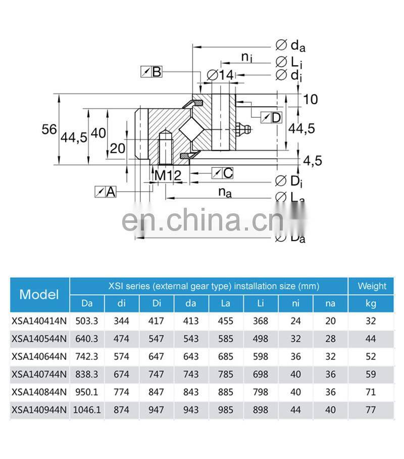 Automatic Precision Turntable Slewing Ring High Quality Cross Roller XSA-140544N