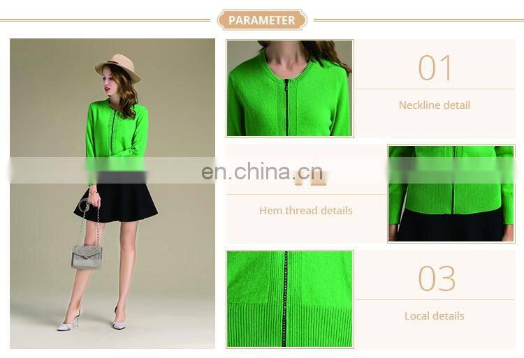 Erdos 30% Cashmere Blended Sweater Women's Orange Color Zipper Cardigan