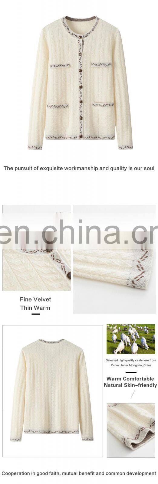 2024 Ladies Cardigan Soft Single Breasted Cashmere Sweater OEM Service Winter Casual Solid Pattern New Style