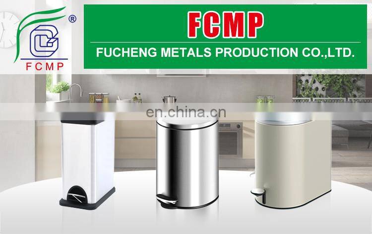 Rectangular color coating stainless steel foot pedal recycling satin separate waste paper bin