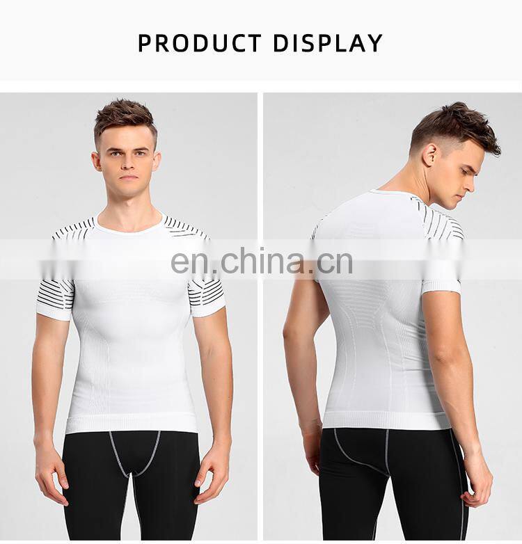 Wholesale New Ribbed Knitted Sports Men's T Shirts Breathable Training Shirt