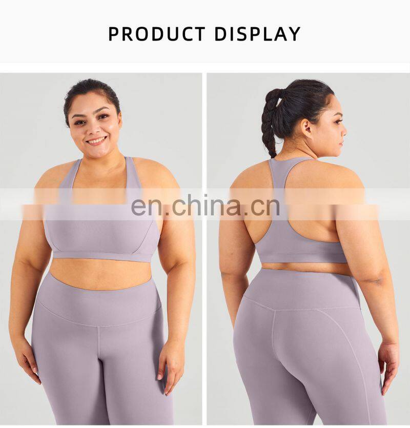 Custom Women High Impact Sports Bras With Racer Back Plus Size Workout V Neck Gym Top