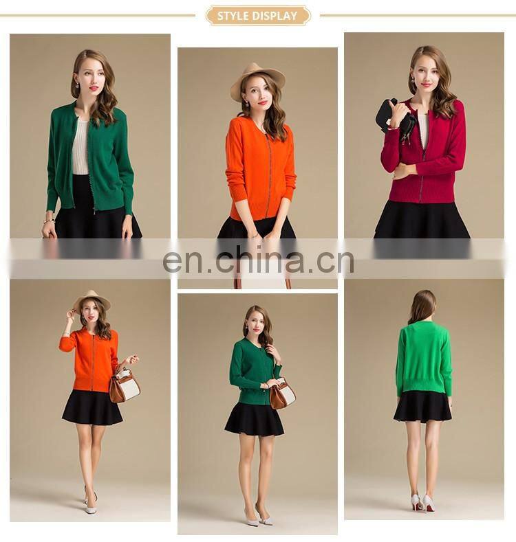 Erdos 30% Cashmere Blended Sweater Women's Orange Color Zipper Cardigan