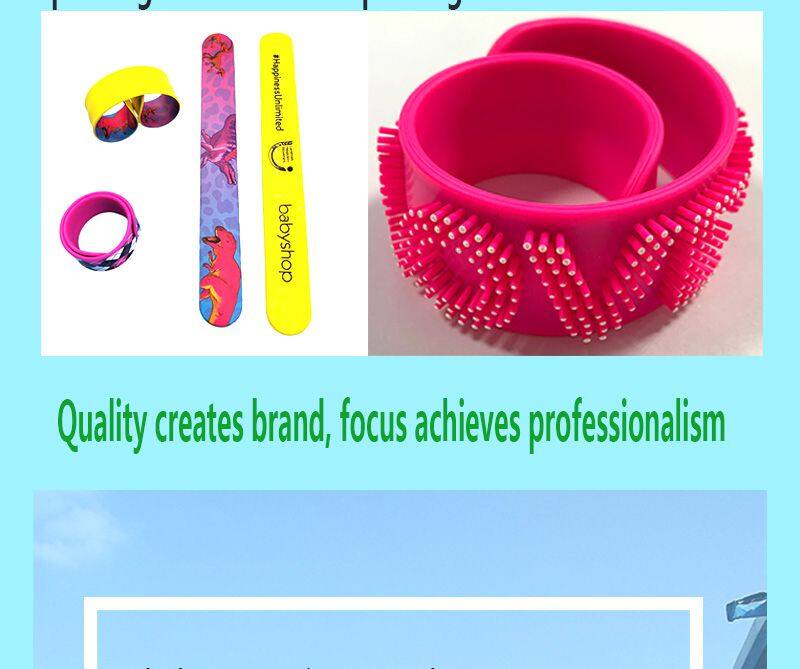 Custom Safety Silicone Eco-friendly   Logo Printed  Kids  Slap  Band for  Advertising  Promotional