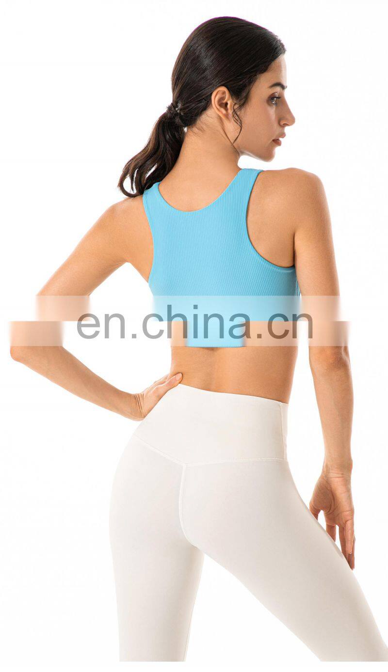Private Label Workout Sports Bra Leggings Ribbed Hollow Out Sexy Yoga Bra Gym Wear